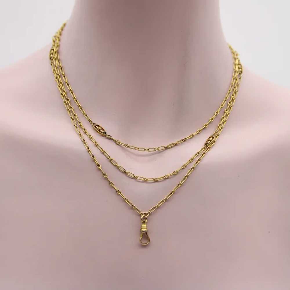 10K Gold Long Chain with Oblong and Purple Paste … - image 7