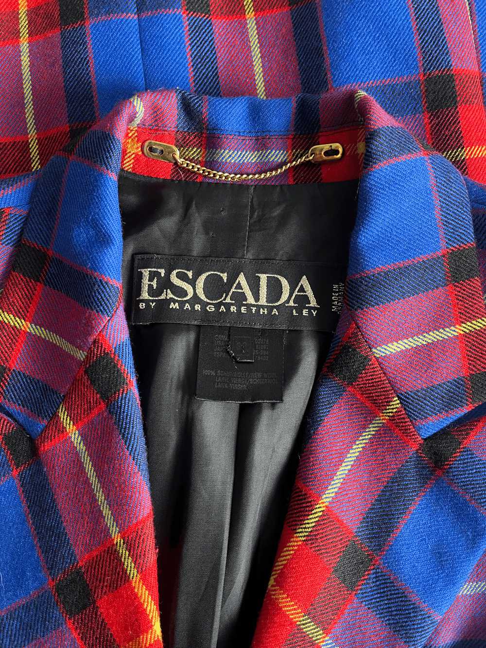 Vintage Escada Royal/Crimson Plaid Blazer - image 8