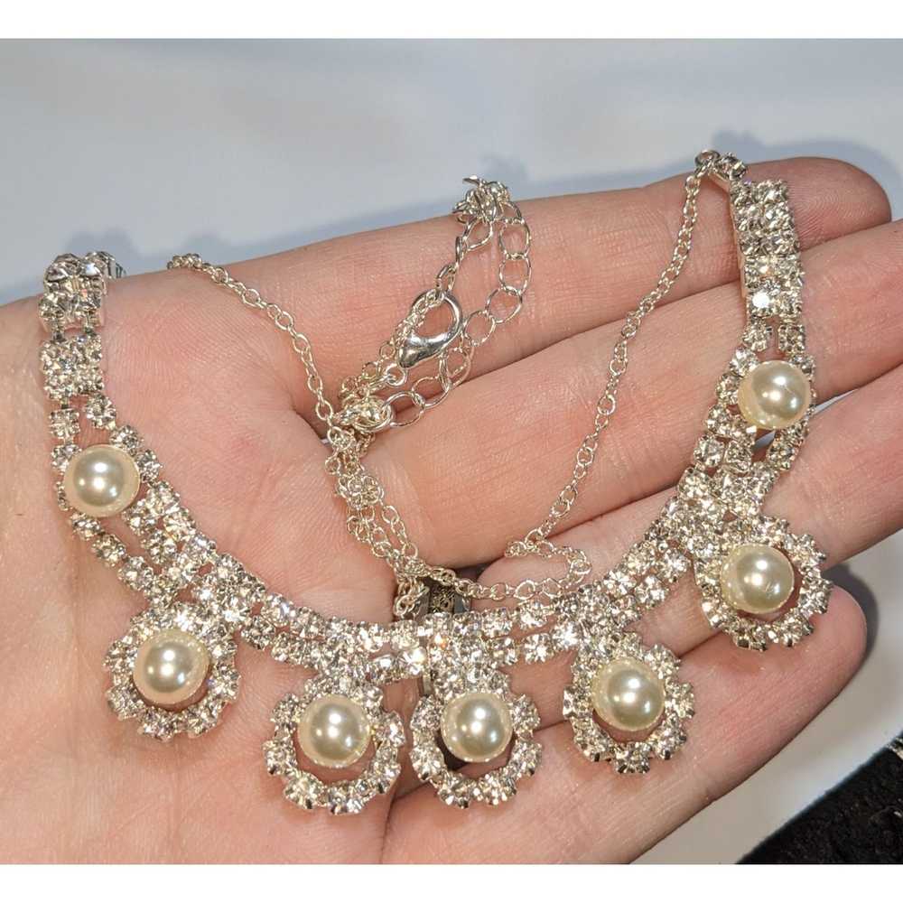 Other Rhinestone Pearl Bridal Necklace - image 2