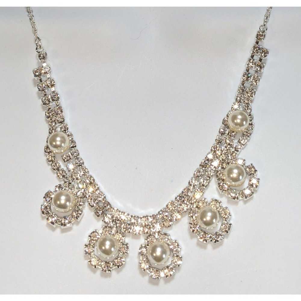 Other Rhinestone Pearl Bridal Necklace - image 3