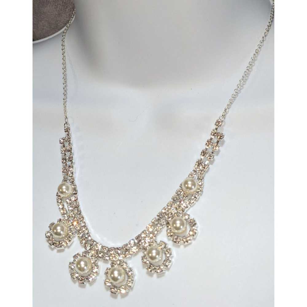Other Rhinestone Pearl Bridal Necklace - image 4