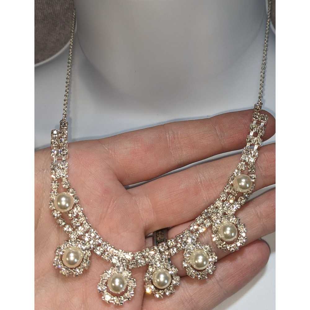 Other Rhinestone Pearl Bridal Necklace - image 5