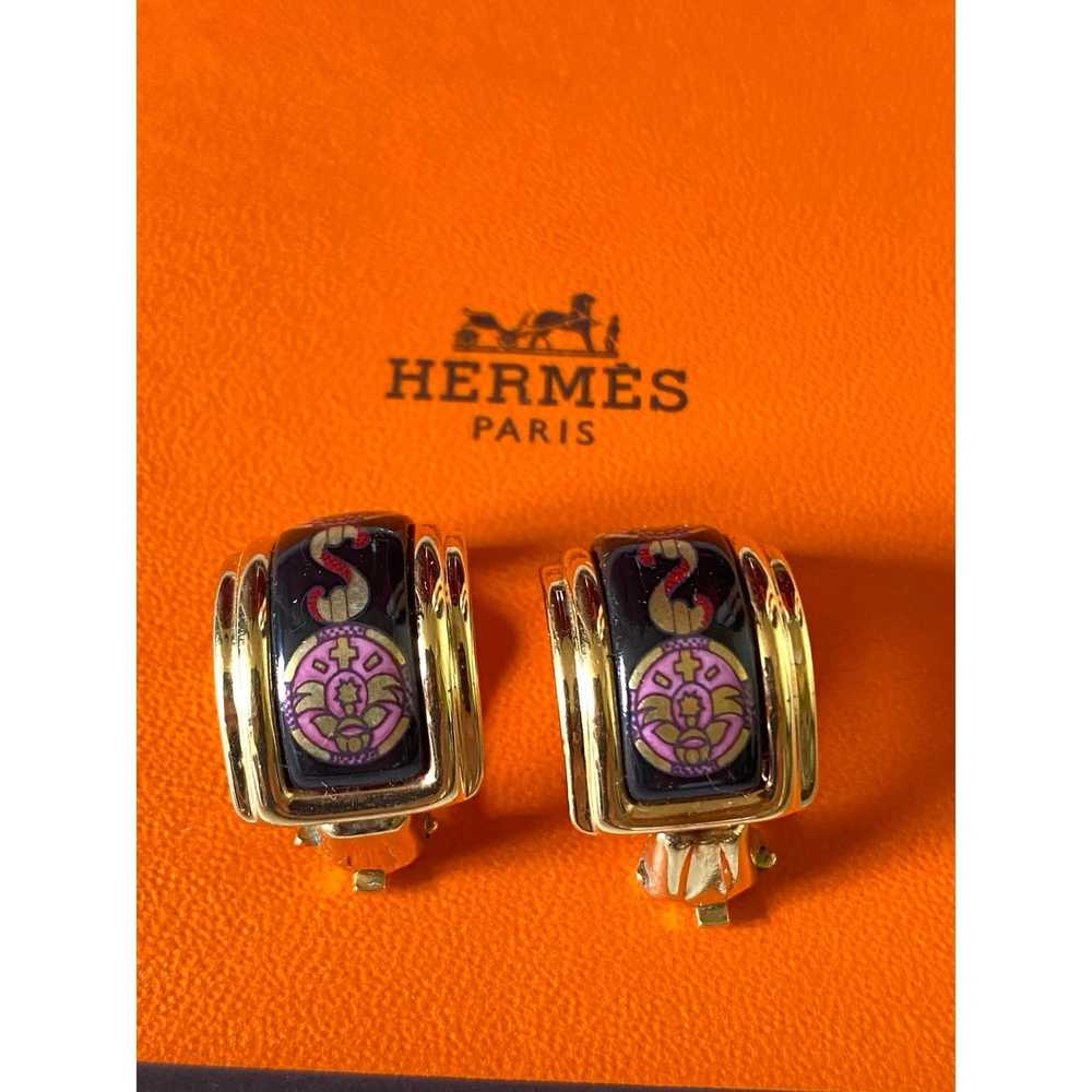 Hermes HERMÈS Vintage Enamel Clip On Earrings - image 2