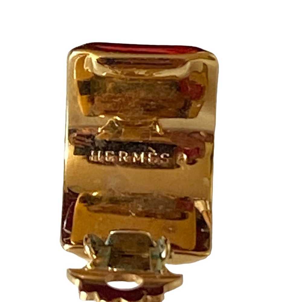 Hermes HERMÈS Vintage Enamel Clip On Earrings - image 4