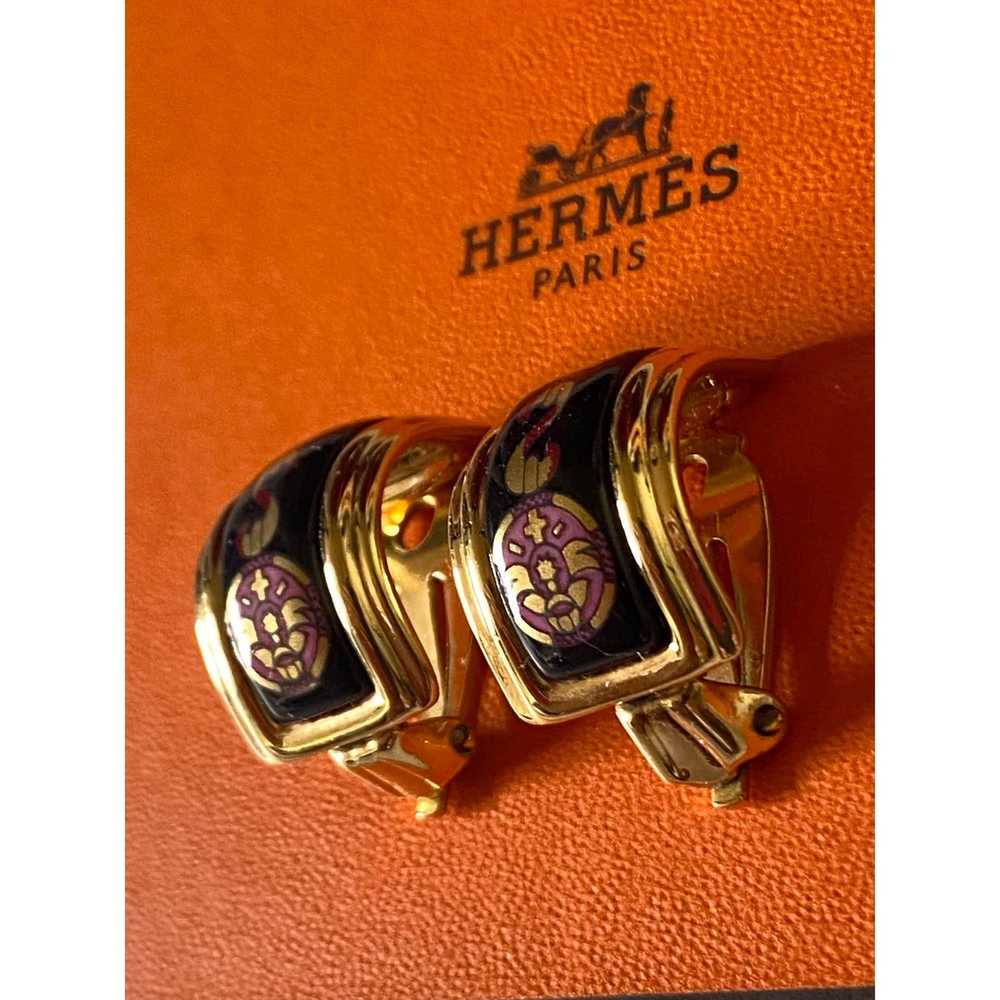 Hermes HERMÈS Vintage Enamel Clip On Earrings - image 6