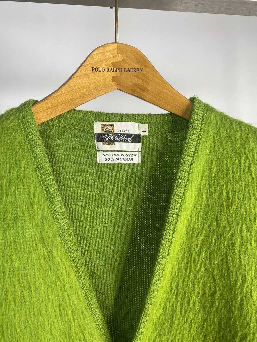 Vintage Vintage 1960s Mohair Grinch Green Cardiga… - image 4