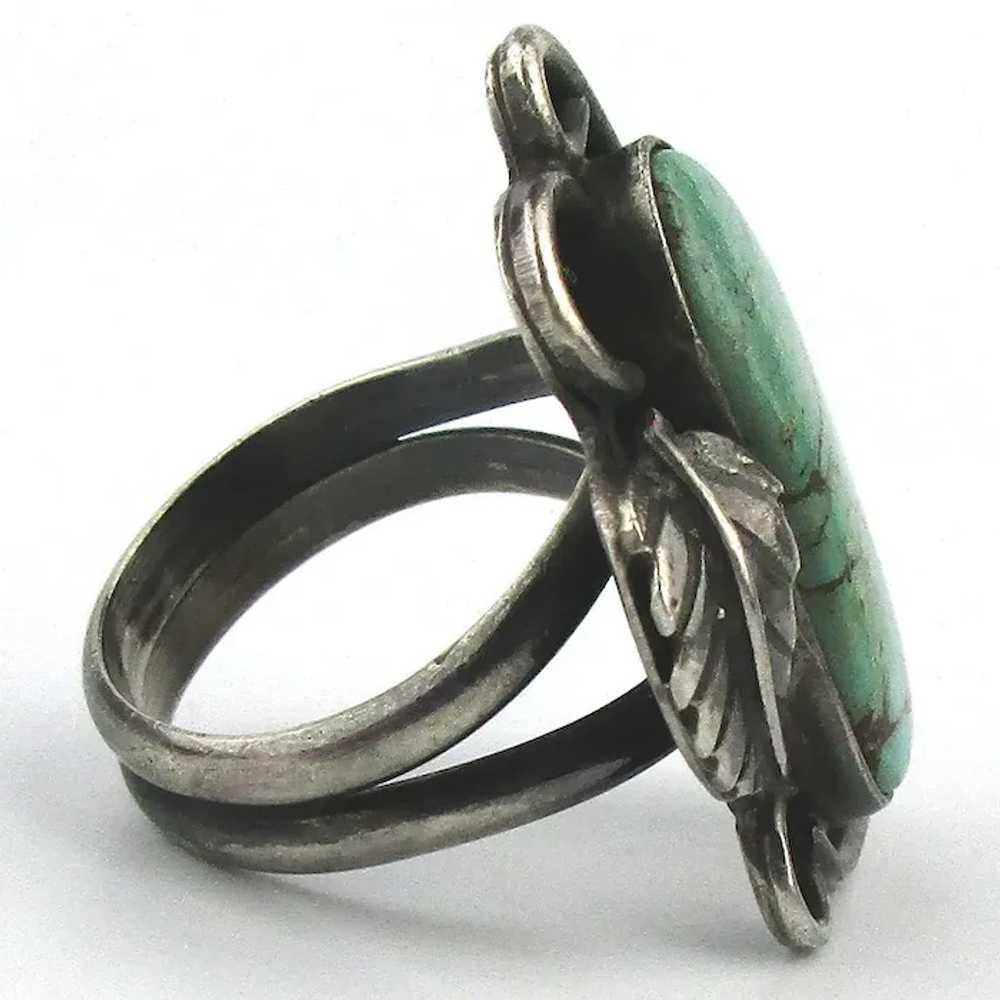 Vintage Navajo Sterling Silver Turquoise Ring Rea… - image 4