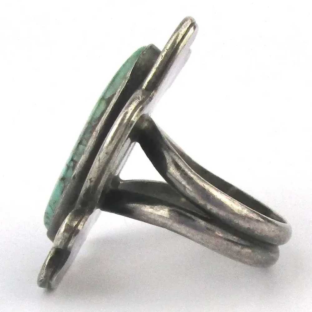 Vintage Navajo Sterling Silver Turquoise Ring Rea… - image 6