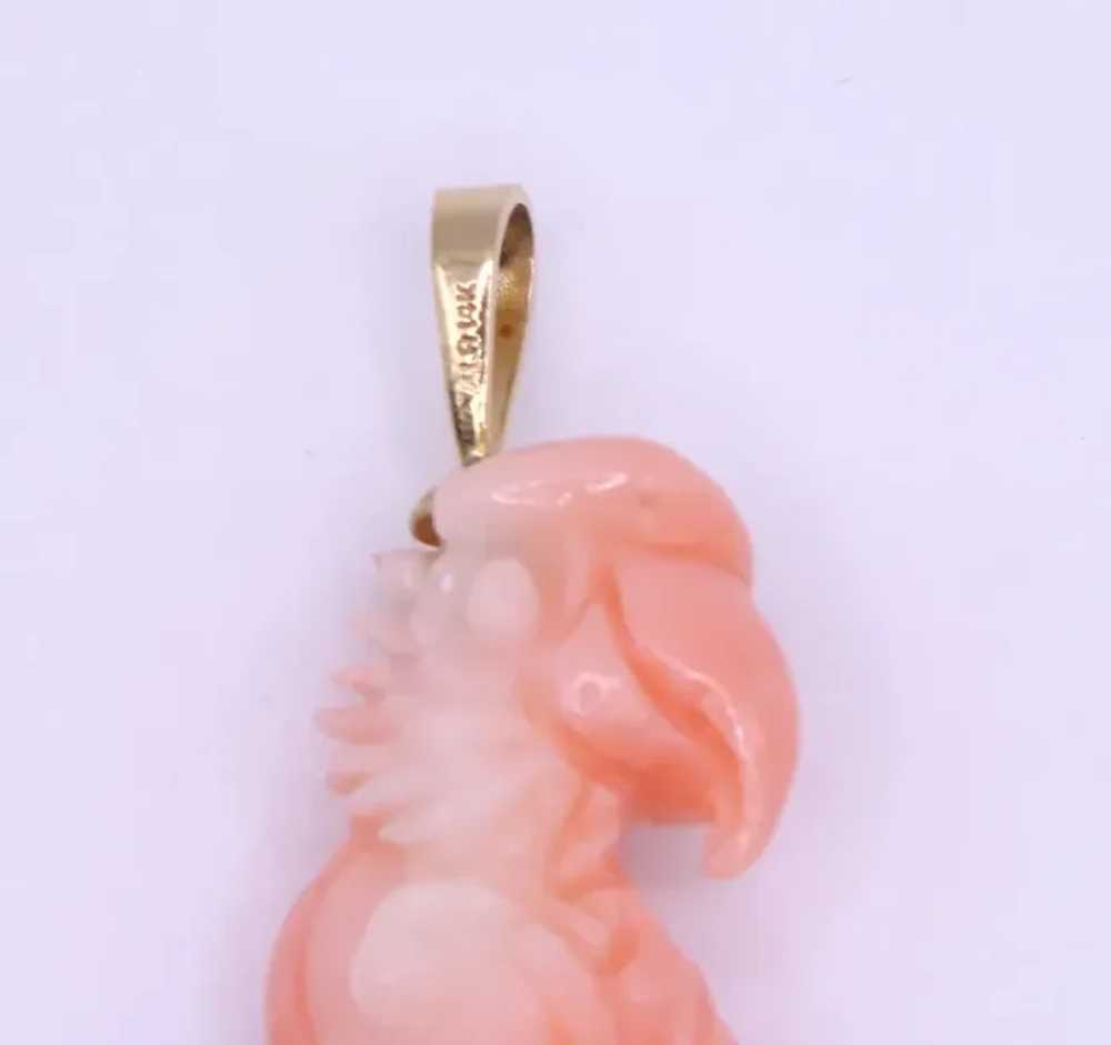 Carved Coral Angel Skin 3-D Bird Parrot Pendant S… - image 3