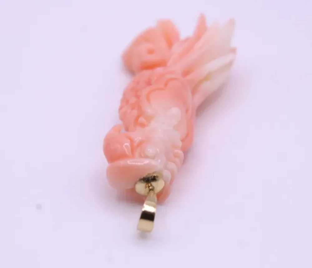 Carved Coral Angel Skin 3-D Bird Parrot Pendant S… - image 5