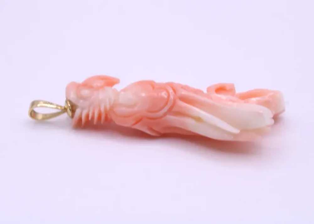 Carved Coral Angel Skin 3-D Bird Parrot Pendant S… - image 7