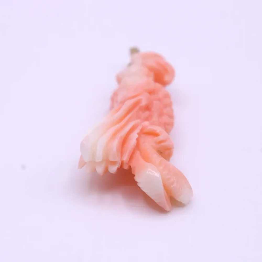 Carved Coral Angel Skin 3-D Bird Parrot Pendant S… - image 8