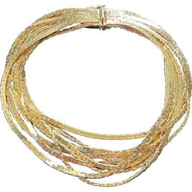 Vintage 14K Yellow Gold Italy UNOAERRE 9 Strand Br