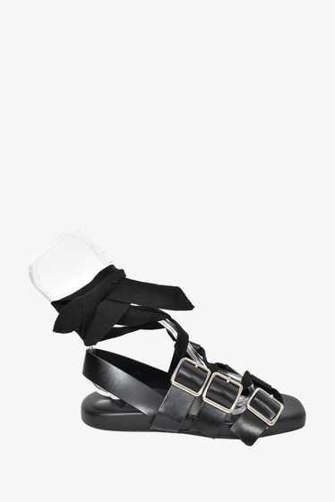 Jill Sander Black Leather Buckle Sandals With Ribb