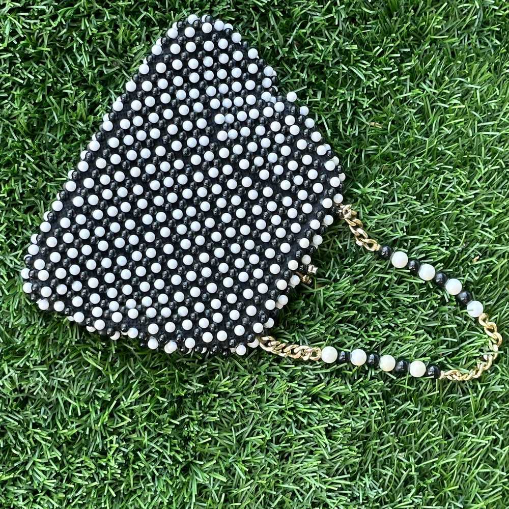 1960’s Black And White Beaded Purse - image 1