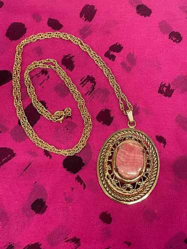 Pink Stone Gold Necklace - image 1