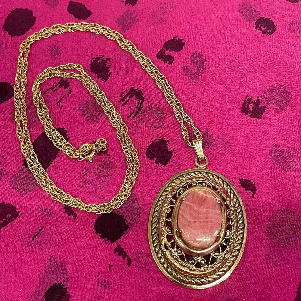 Pink Stone Gold Necklace - image 5