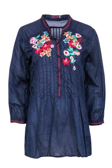 Johnny Was - Navy w/ Multi Color Floral Embroidere