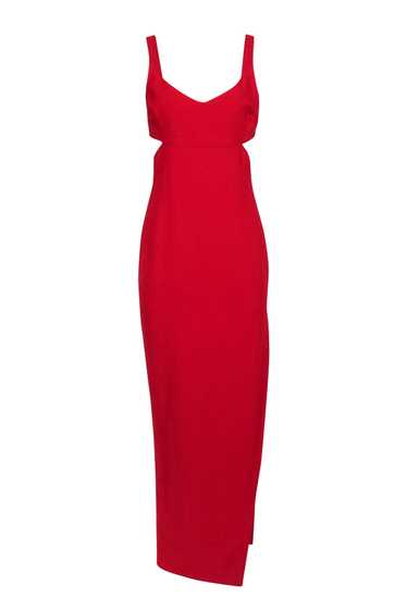 Likely S- Red Sleeveless Side Cut Out High Slit Go