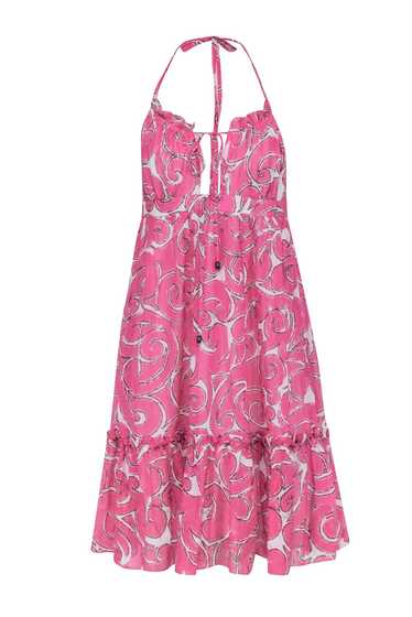 Milly - Pink & Cream Print Halter Dress Sz 8