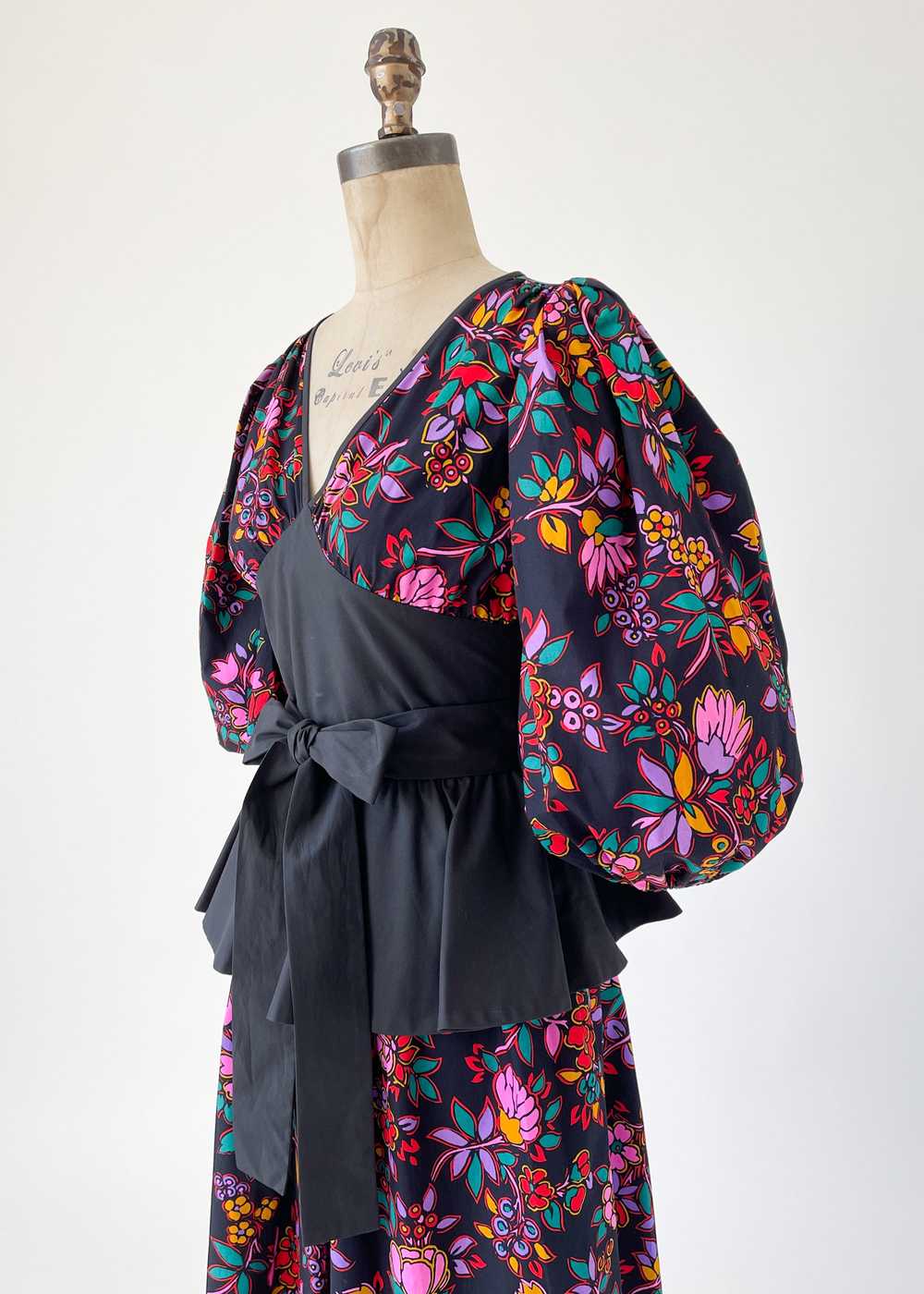 Vintage Early 1980s YSL Cotton Peplum Dress - image 3