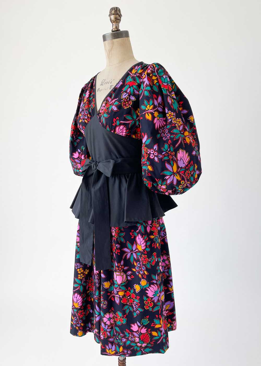 Vintage Early 1980s YSL Cotton Peplum Dress - image 4