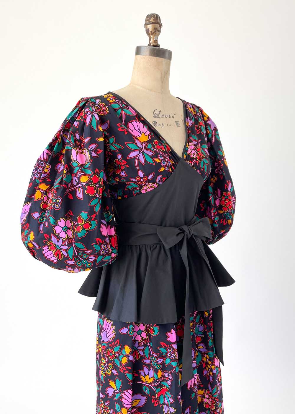 Vintage Early 1980s YSL Cotton Peplum Dress - image 6