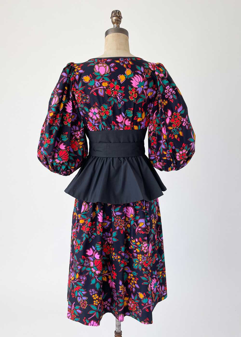 Vintage Early 1980s YSL Cotton Peplum Dress - image 8