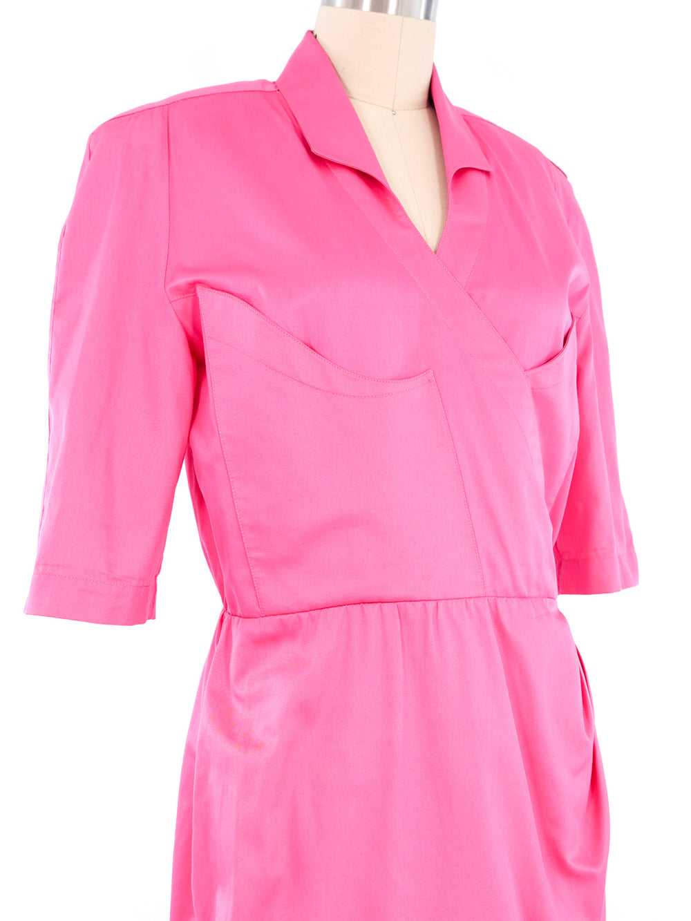 Thierry Mugler Pink Wrap Front Dress - image 2