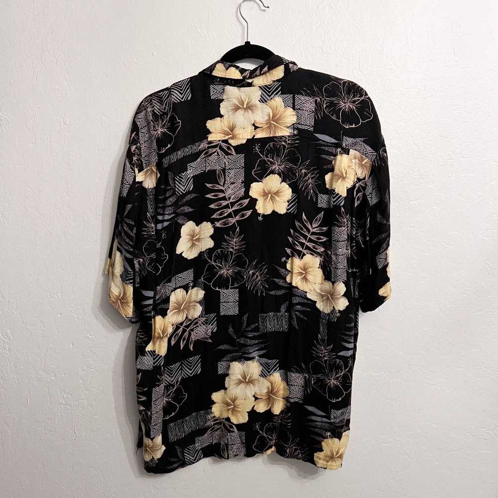 Hawaiian Shirt ALOHA HUT Rayon Black Hawaiian Tou… - image 4