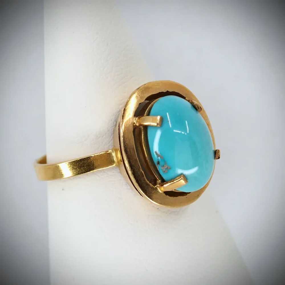 SOLD Vintage  Persian turquoise cabochon mounted … - image 6
