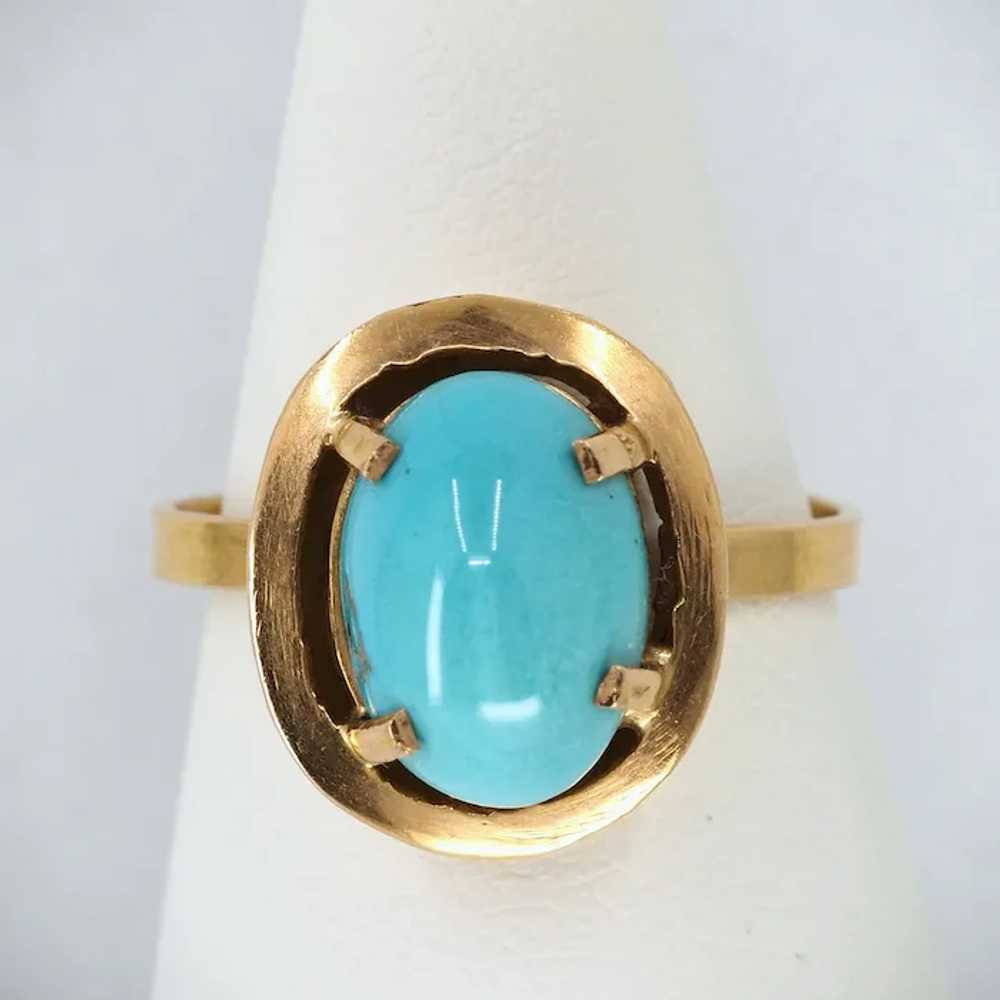 SOLD Vintage  Persian turquoise cabochon mounted … - image 9
