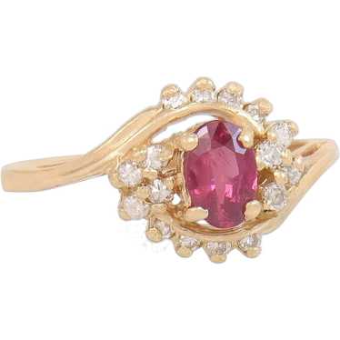 Designer Estate .56ct Genuine Diamond & Ruby 14k Y