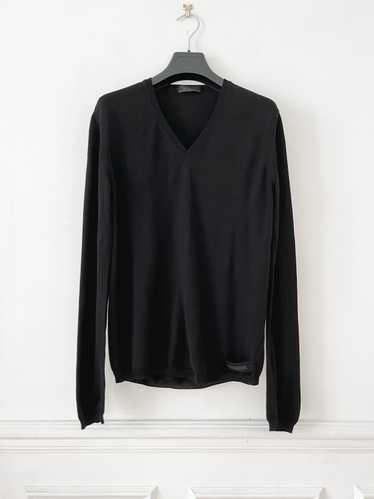 Prada Prada mens black wool knit v neck sweater - image 1