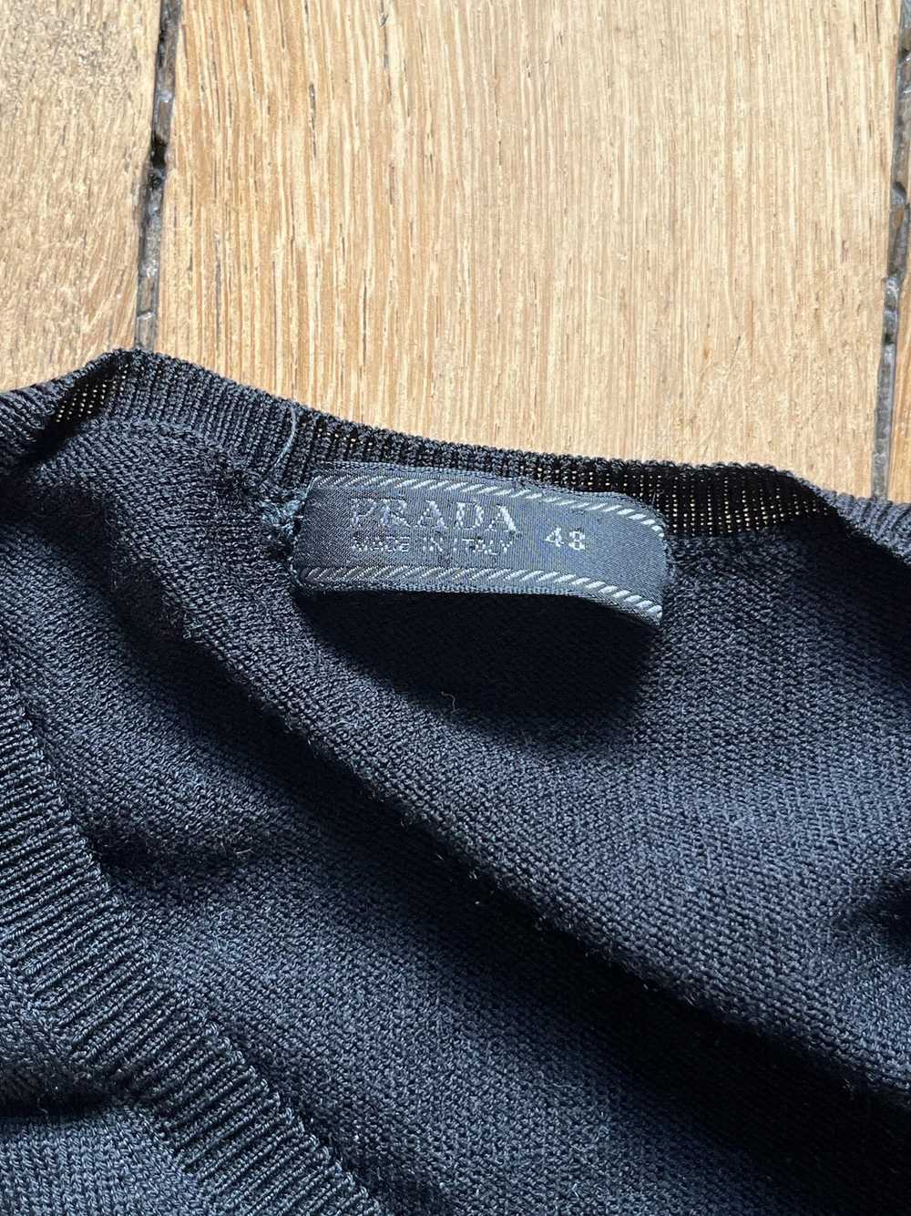 Prada Prada mens black wool knit v neck sweater - image 3