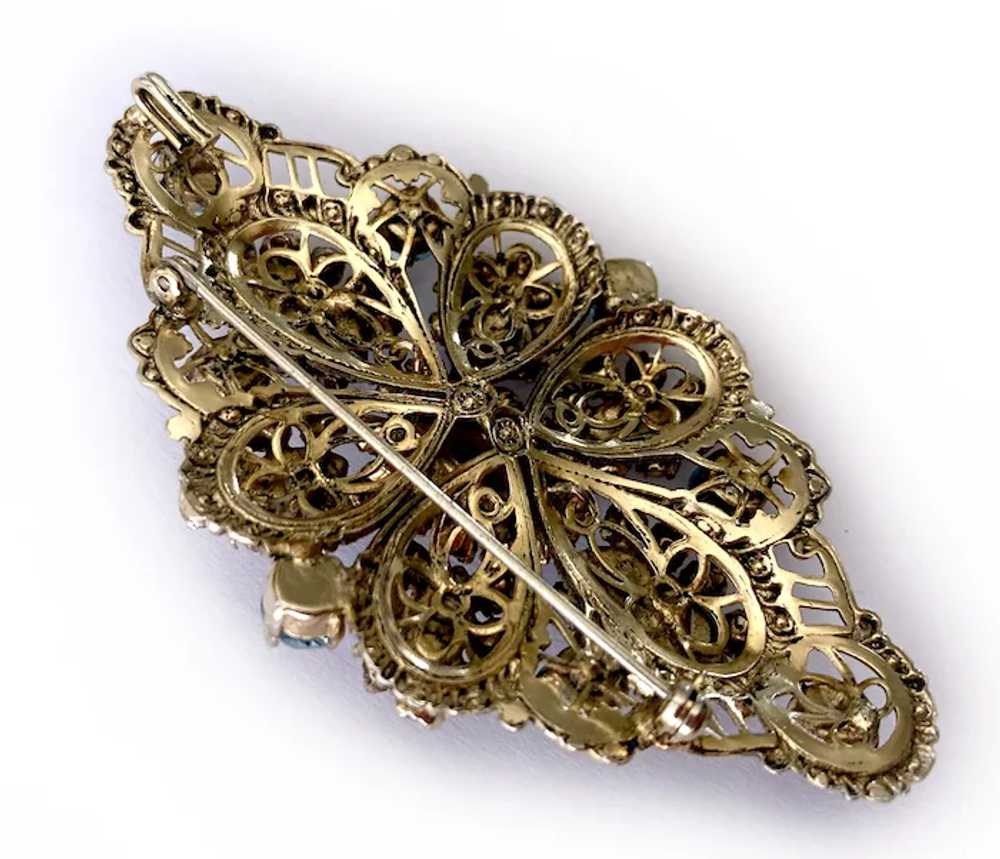 Hexagonal Baroque Filigree Brooch-Pendant with In… - image 12