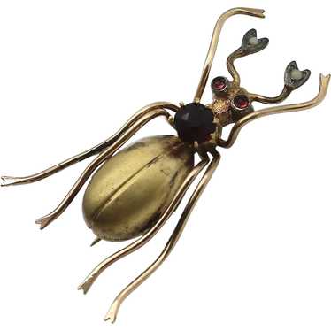 Victorian Gold Fill Beetle Brooch