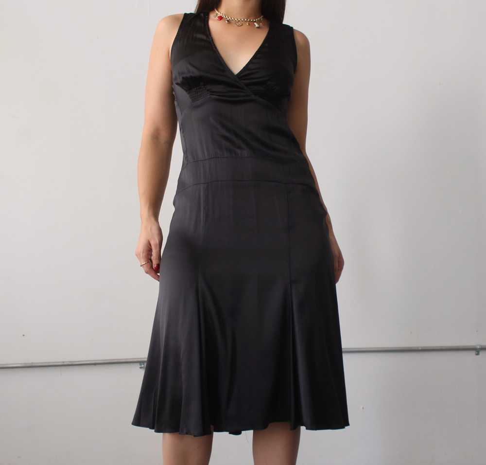 2000s Black Silk Dress - image 3