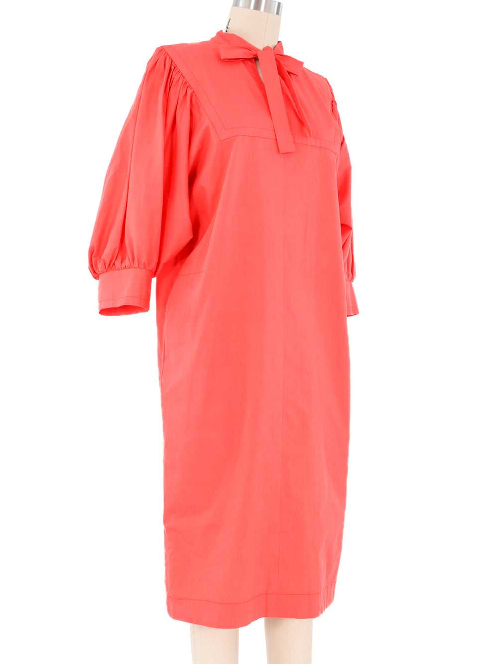 Yves Saint Laurent Coral Puff Sleeve Dress - image 3