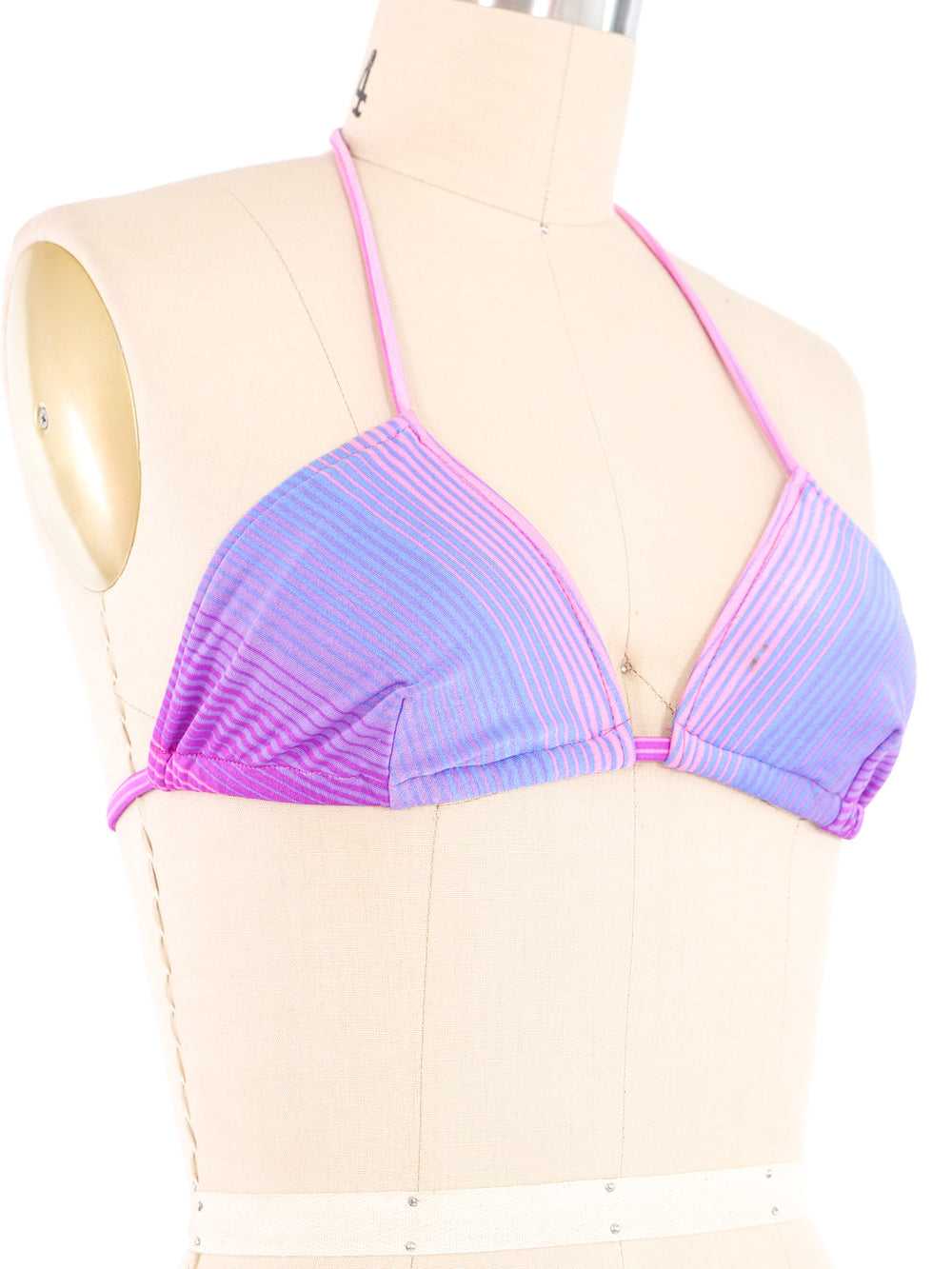 1970s Pink And Purple Striped Bikini - image 2