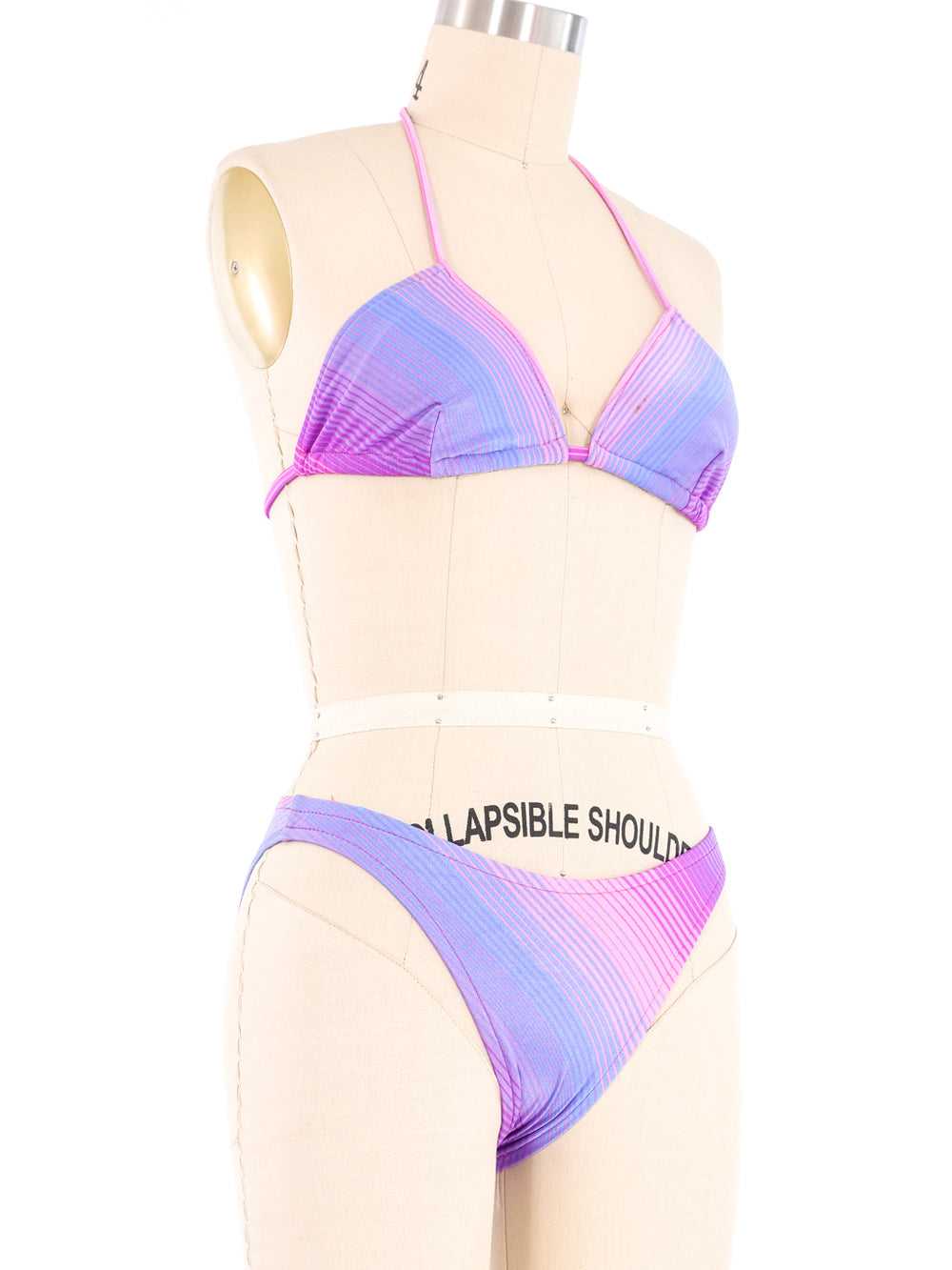 1970s Pink And Purple Striped Bikini - image 3