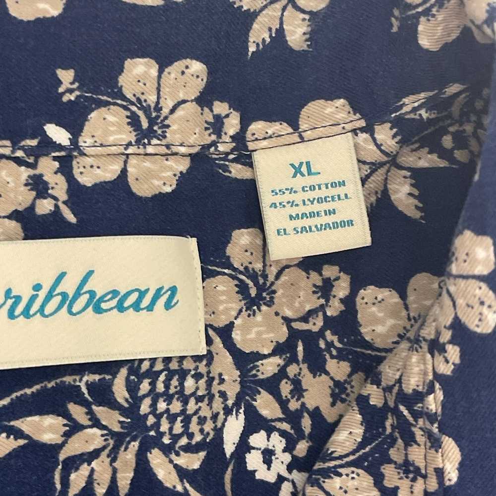 Caribbean Caribbean Hawaiian Shirt Blue & Tan XL … - image 5