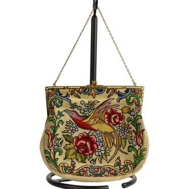 Vintage Julius Resnick JR French Tapestry purse handbag Victorian Couple  floral