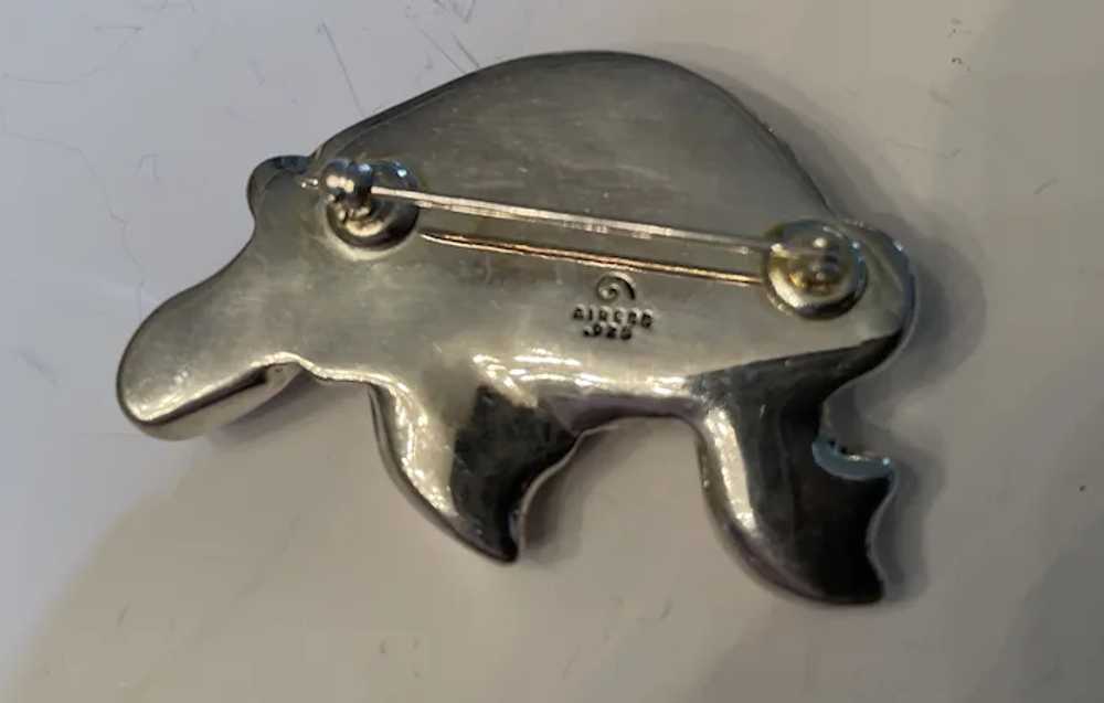 Sterling Silver Hollow Turtle Brooch Marked Aires… - image 2