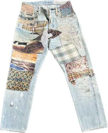 trompe l'oeil patchwork denim oversized jeans