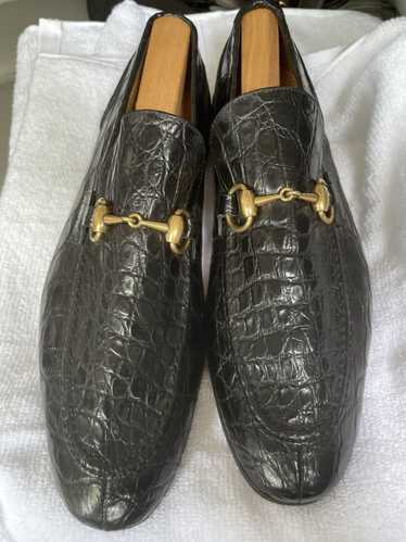 Gucci Black Crocodile Leather Jordaan Loafers
