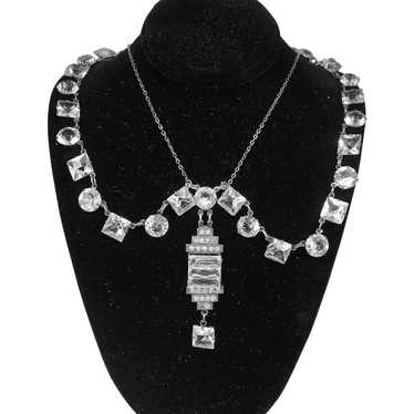 RARE Art Deco Sterling Crystal Swag Necklace