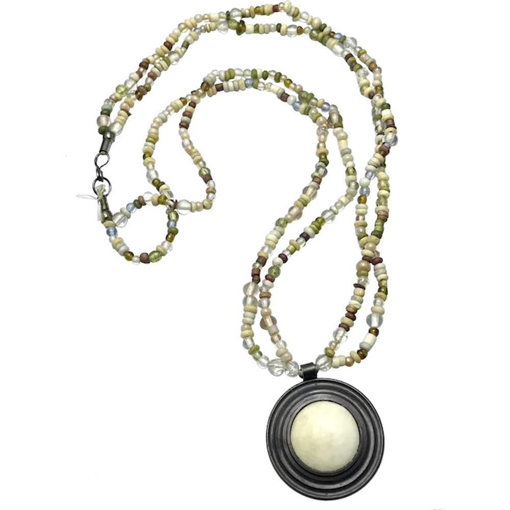 Vintage Beaded Pendant Necklace - image 1