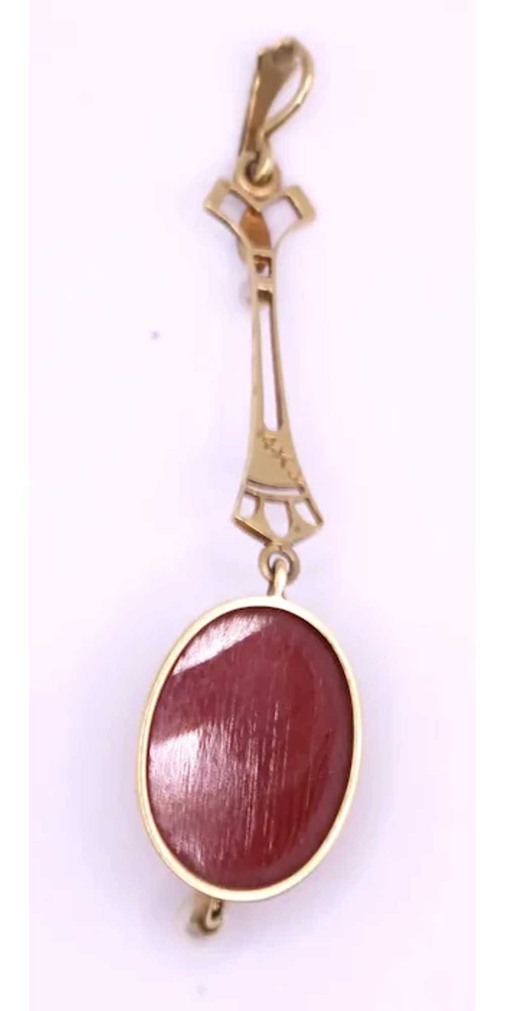 Edwardian 14k Yellow Gold Sardonyx Cameo Seed Pea… - image 10