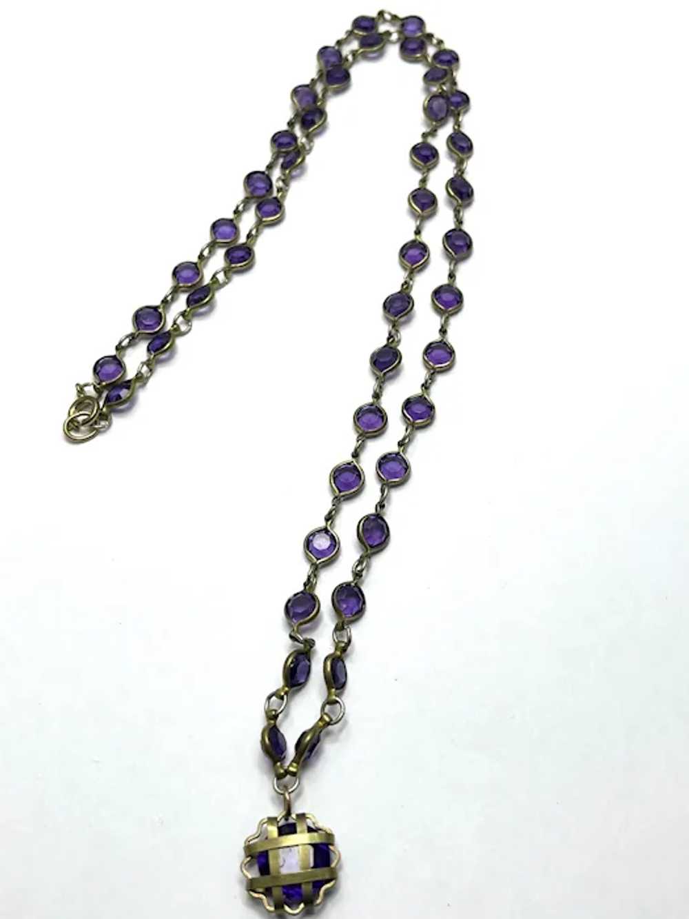 Vintage Purple Charm Necklace - image 2